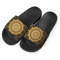 Gold Kaleidoscope Print Black Slide Sandals