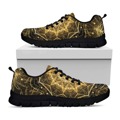 Gold Kaleidoscope Print Black Sneakers