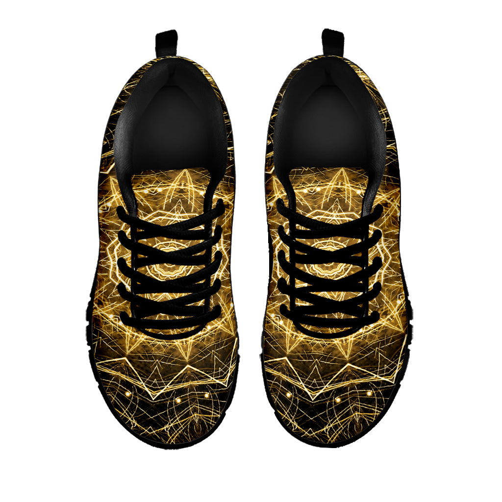 Gold Kaleidoscope Print Black Sneakers