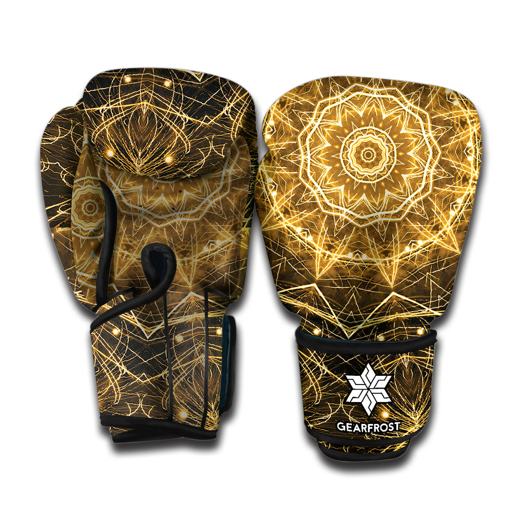 Gold Kaleidoscope Print Boxing Gloves