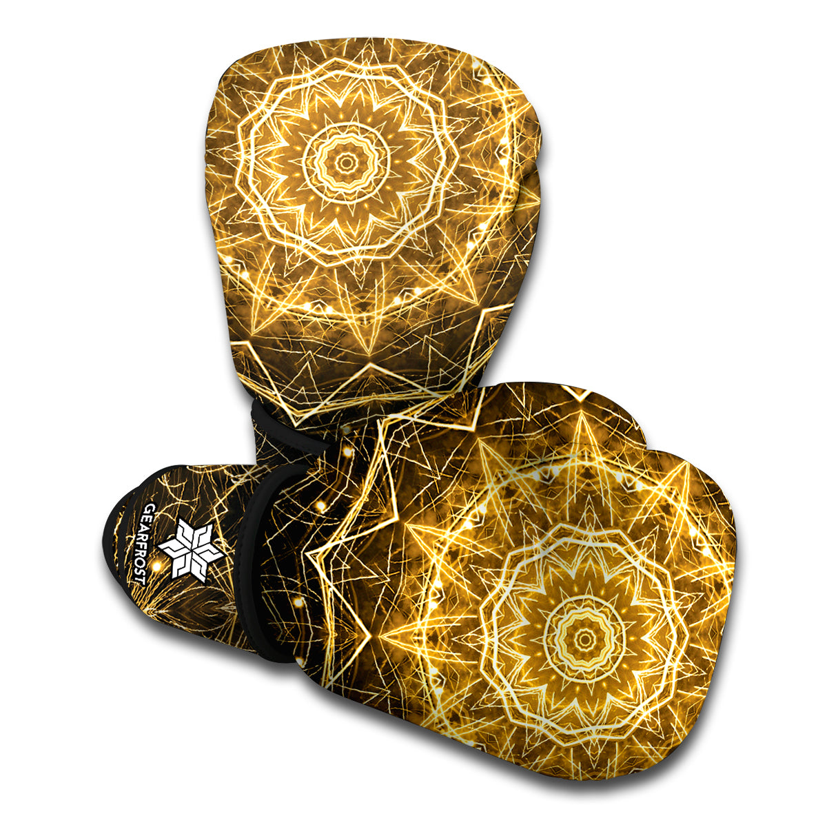 Gold Kaleidoscope Print Boxing Gloves