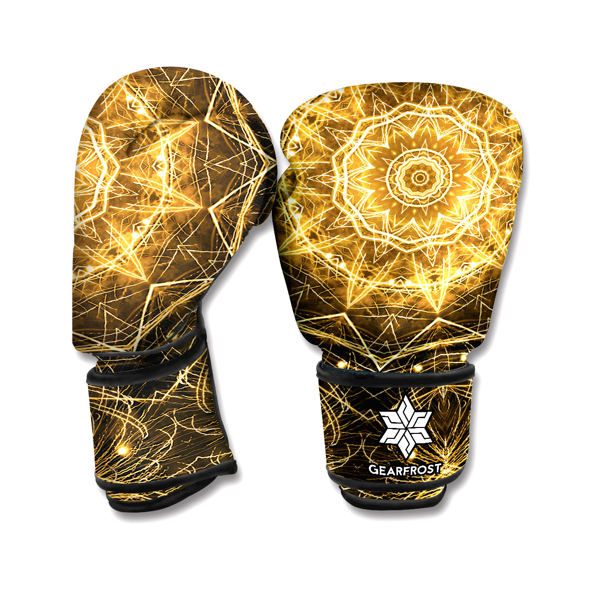 Gold Kaleidoscope Print Boxing Gloves