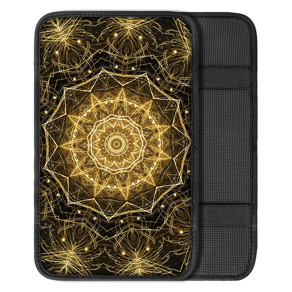 Gold Kaleidoscope Print Car Center Console Cover