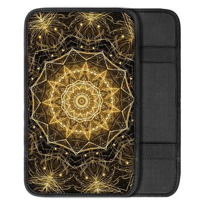 Gold Kaleidoscope Print Car Center Console Cover