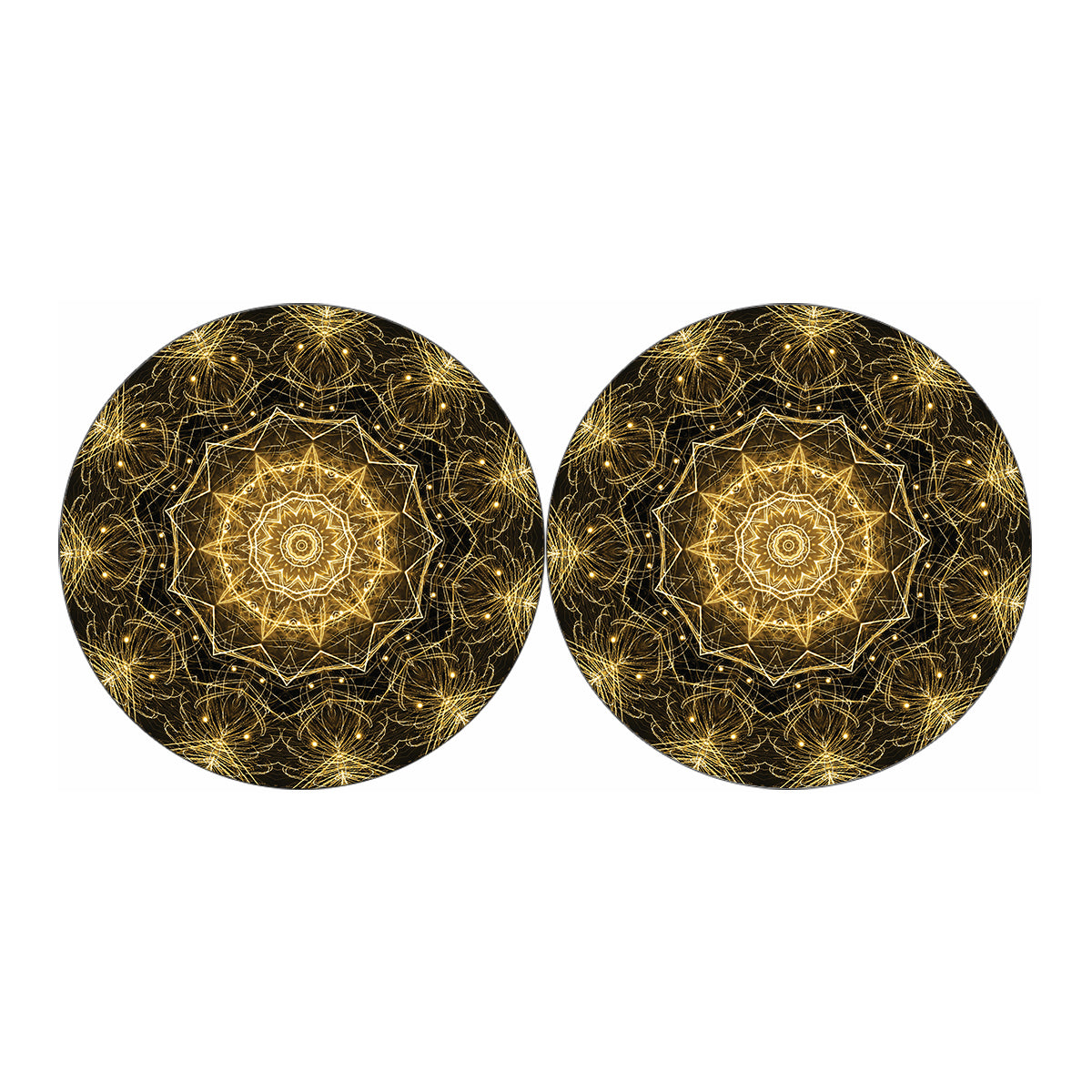 Gold Kaleidoscope Print Car Coasters