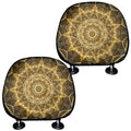 Gold Kaleidoscope Print Car Headrest Covers