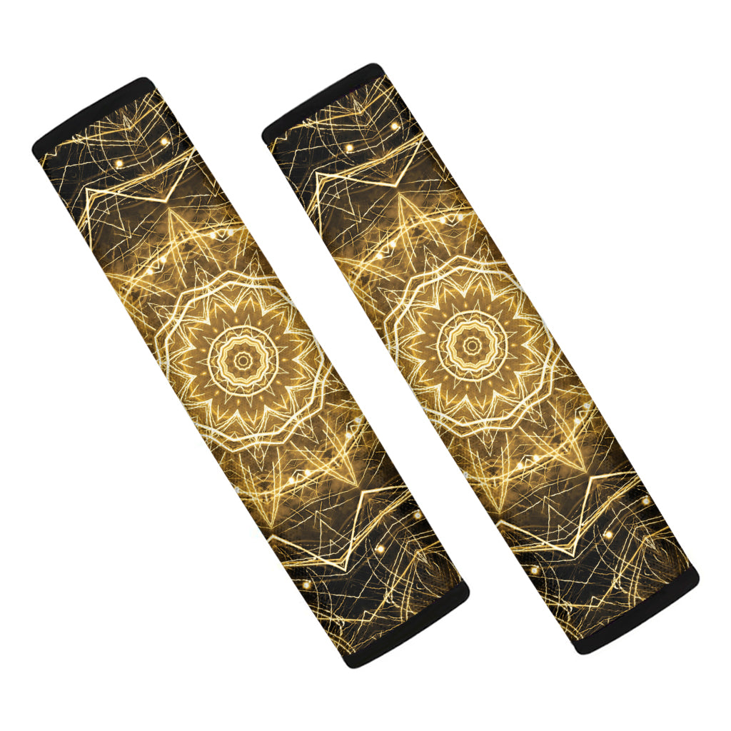 Gold Kaleidoscope Print Car Seat Belt Covers