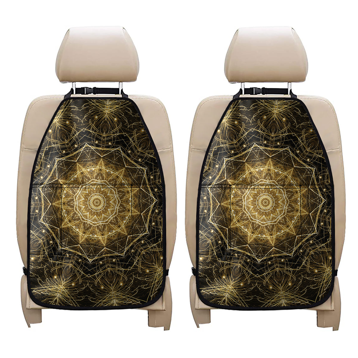 Gold Kaleidoscope Print Car Seat Organizers