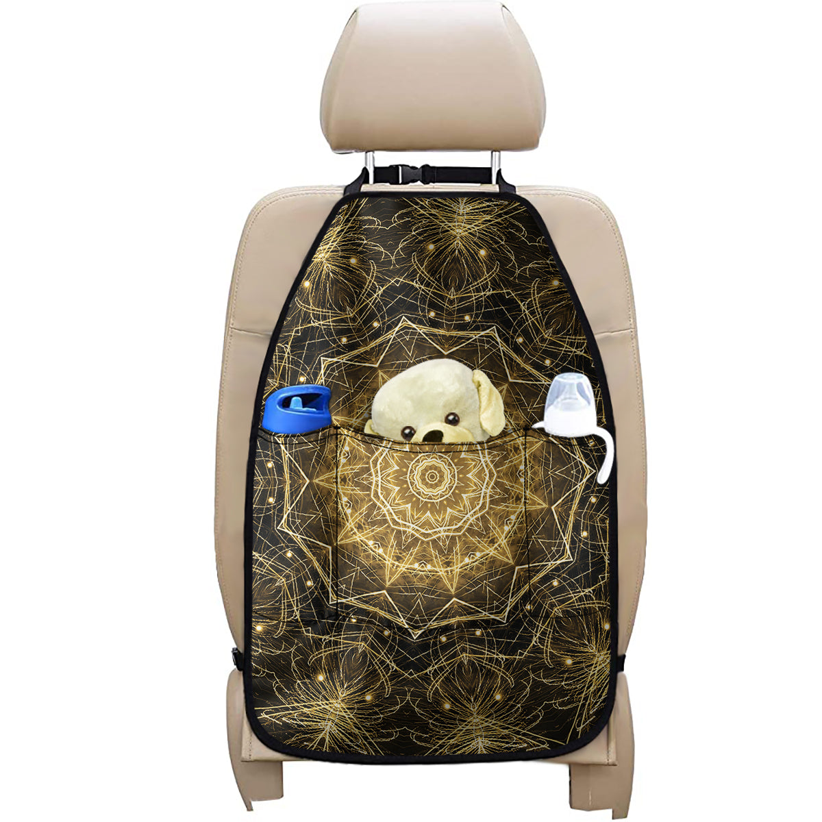 Gold Kaleidoscope Print Car Seat Organizers
