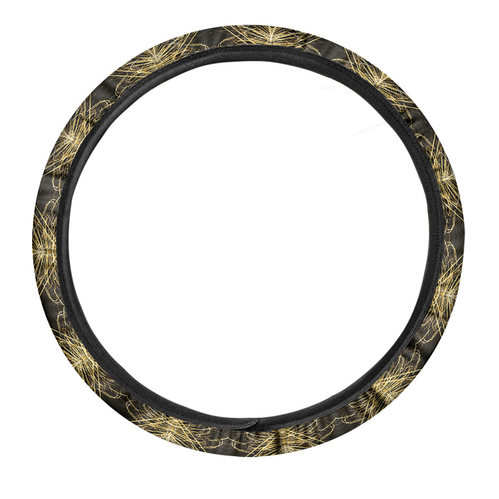 Gold Kaleidoscope Print Car Steering Wheel Cover