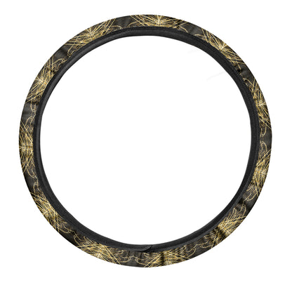 Gold Kaleidoscope Print Car Steering Wheel Cover