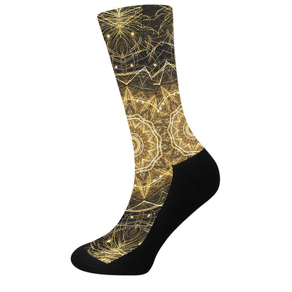 Gold Kaleidoscope Print Crew Socks