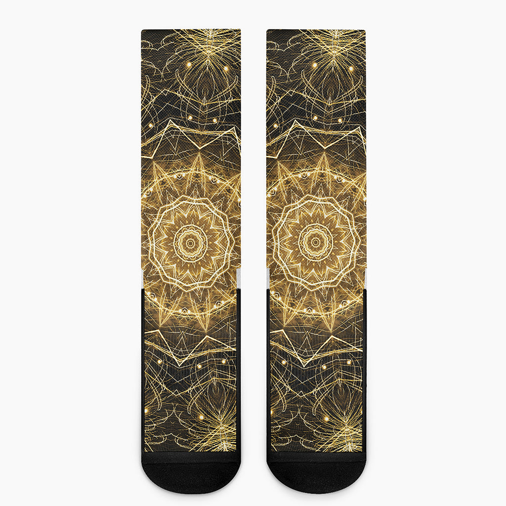 Gold Kaleidoscope Print Crew Socks