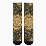 Gold Kaleidoscope Print Crew Socks