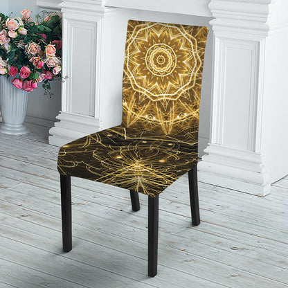 Gold Kaleidoscope Print Dining Chair Slipcover