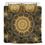 Gold Kaleidoscope Print Duvet Cover Bedding Set