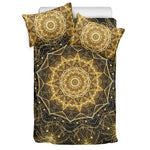 Gold Kaleidoscope Print Duvet Cover Bedding Set