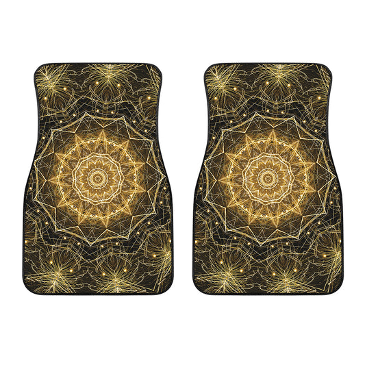 Gold Kaleidoscope Print Front Car Floor Mats
