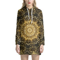 Gold Kaleidoscope Print Pullover Hoodie Dress