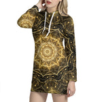 Gold Kaleidoscope Print Hoodie Dress