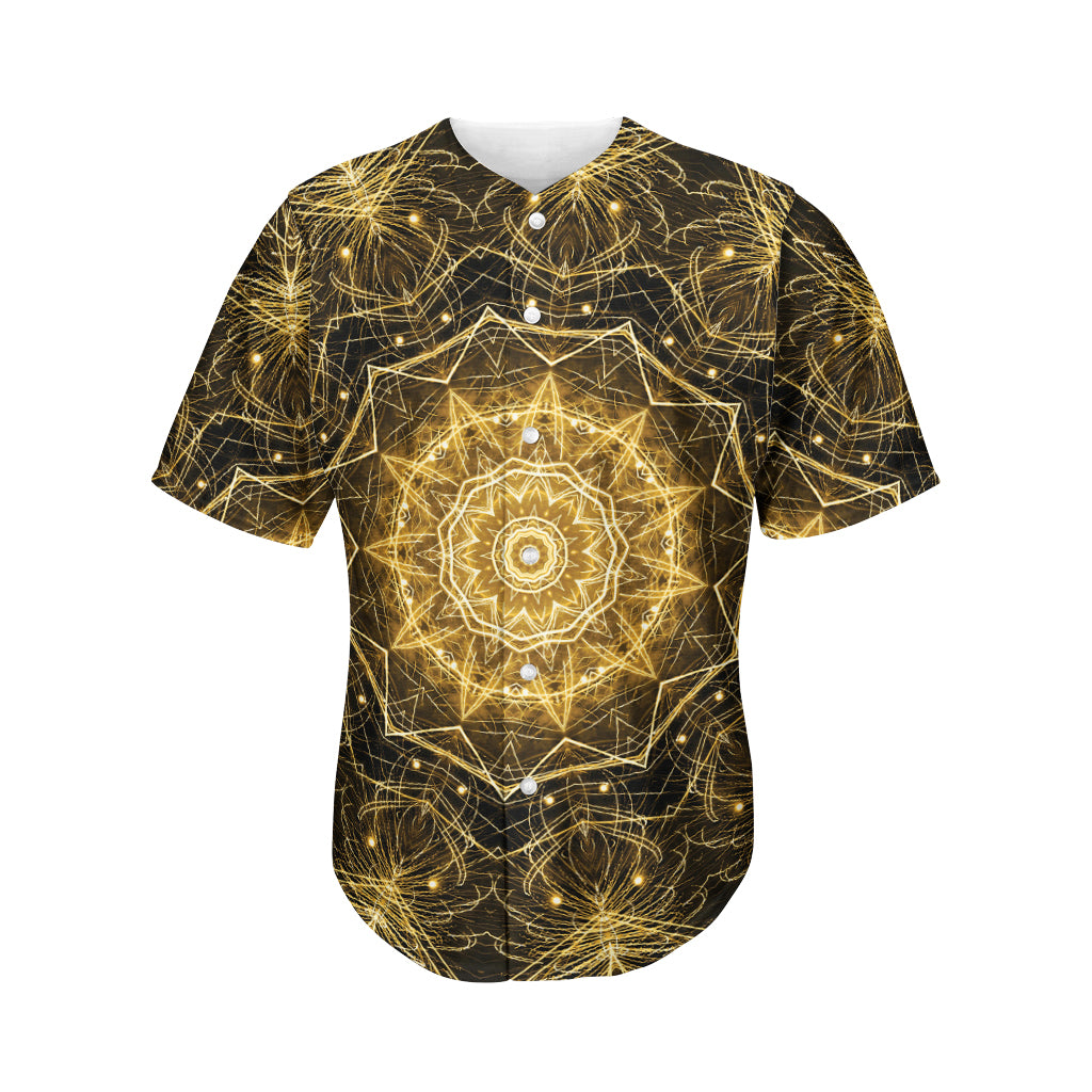Gold Kaleidoscope Print Men's Baseball Jersey