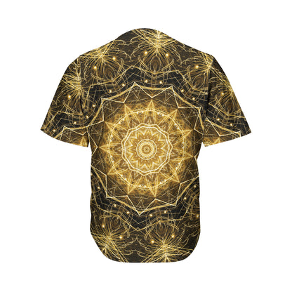 Gold Kaleidoscope Print Men's Baseball Jersey
