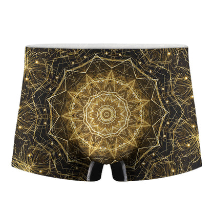 Gold Kaleidoscope Print Men's Boxer Briefs