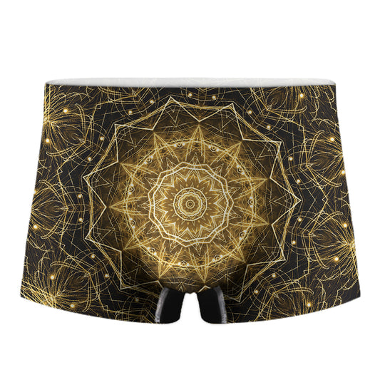 Gold Kaleidoscope Print Men's Boxer Briefs