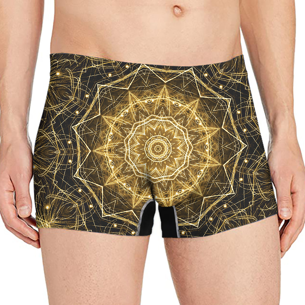 Gold Kaleidoscope Print Men's Boxer Briefs