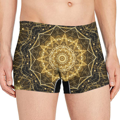 Gold Kaleidoscope Print Men's Boxer Briefs