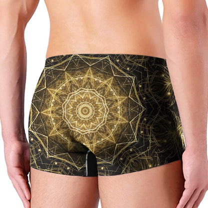 Gold Kaleidoscope Print Men's Boxer Briefs