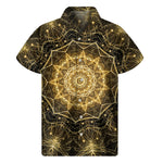 Gold Kaleidoscope Print Men's Short Sleeve Shirt