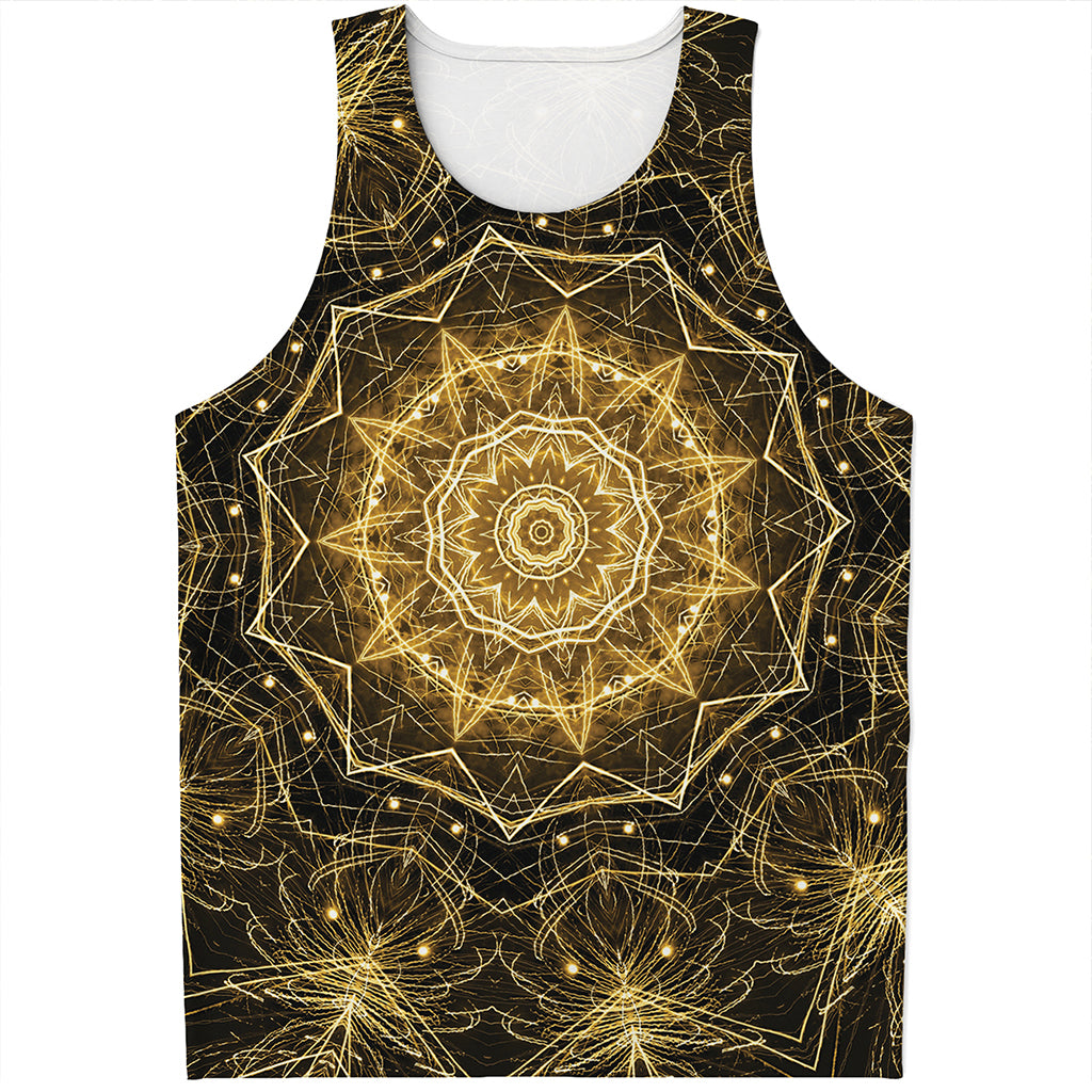 Gold Kaleidoscope Print Men's Tank Top
