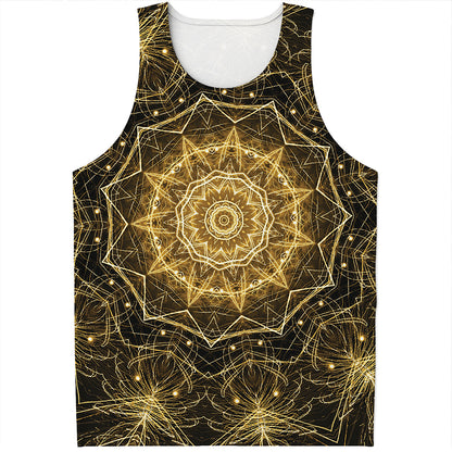 Gold Kaleidoscope Print Men's Tank Top