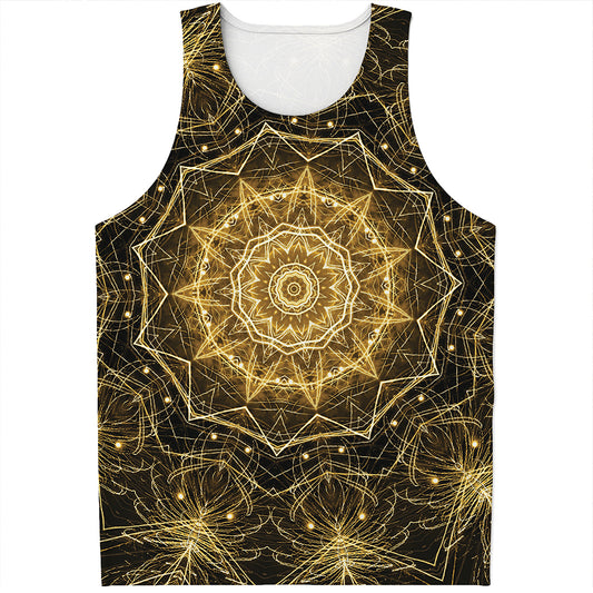 Gold Kaleidoscope Print Men's Tank Top