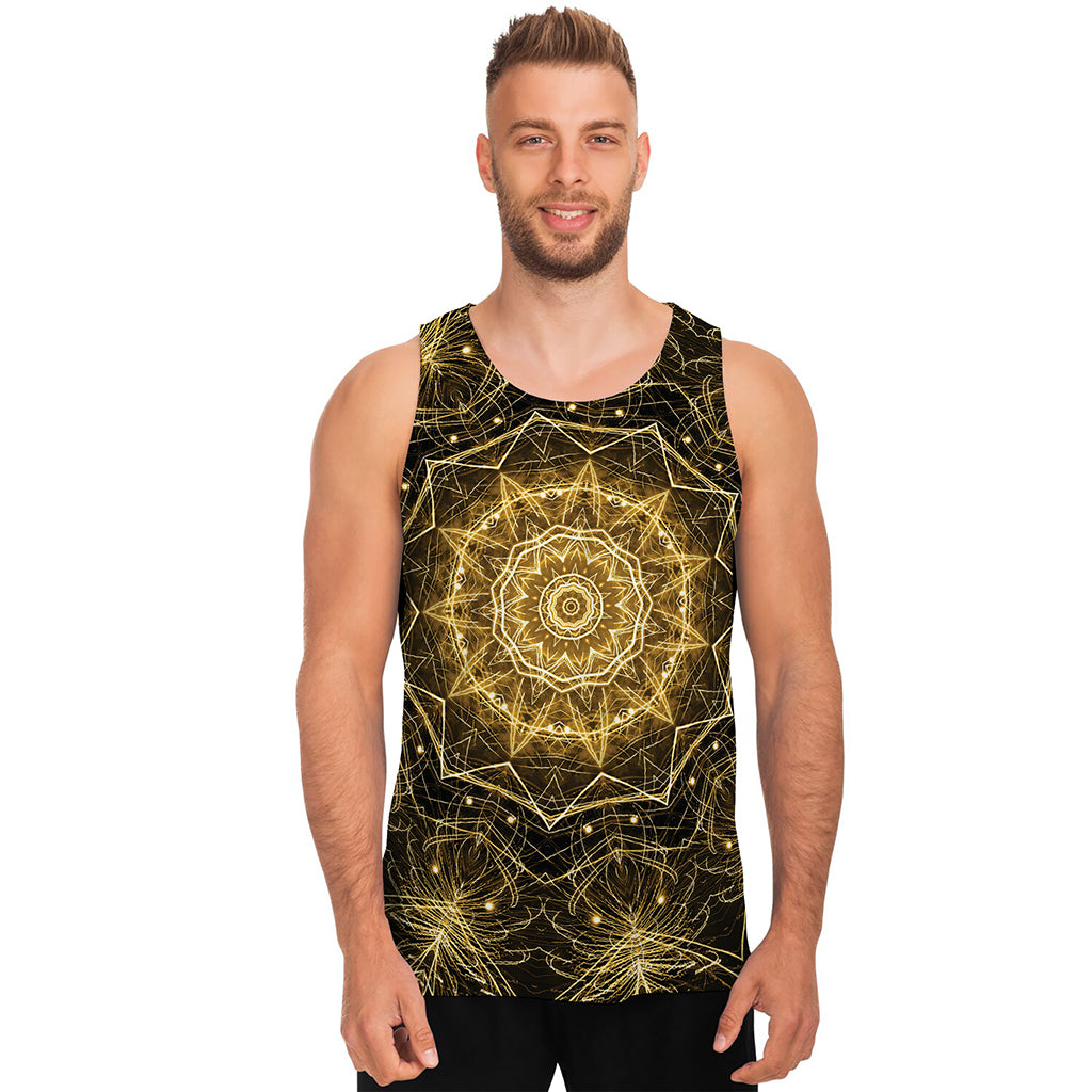 Gold Kaleidoscope Print Men's Tank Top