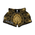 Gold Kaleidoscope Print Muay Thai Boxing Shorts