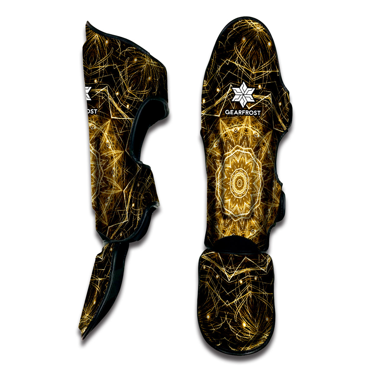 Gold Kaleidoscope Print Muay Thai Shin Guard