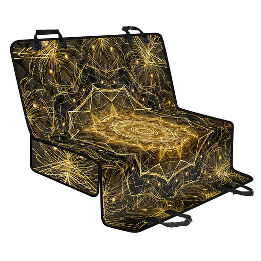 Gold Kaleidoscope Print Pet Car Back Seat Cover