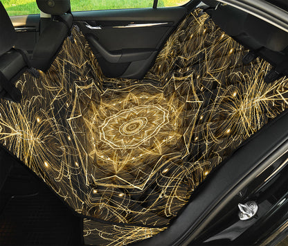 Gold Kaleidoscope Print Pet Car Back Seat Cover