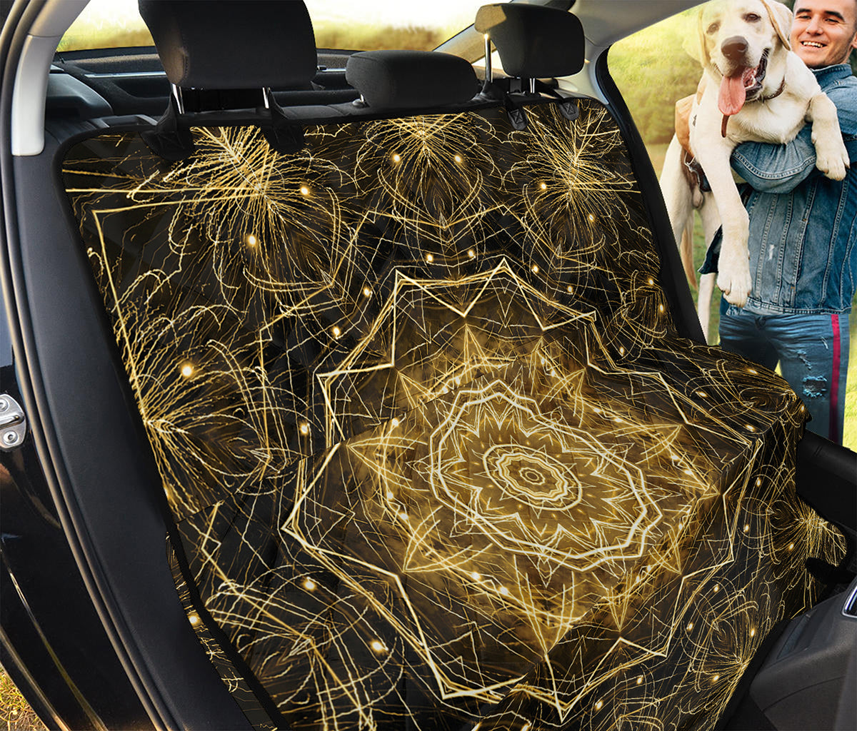Gold Kaleidoscope Print Pet Car Back Seat Cover