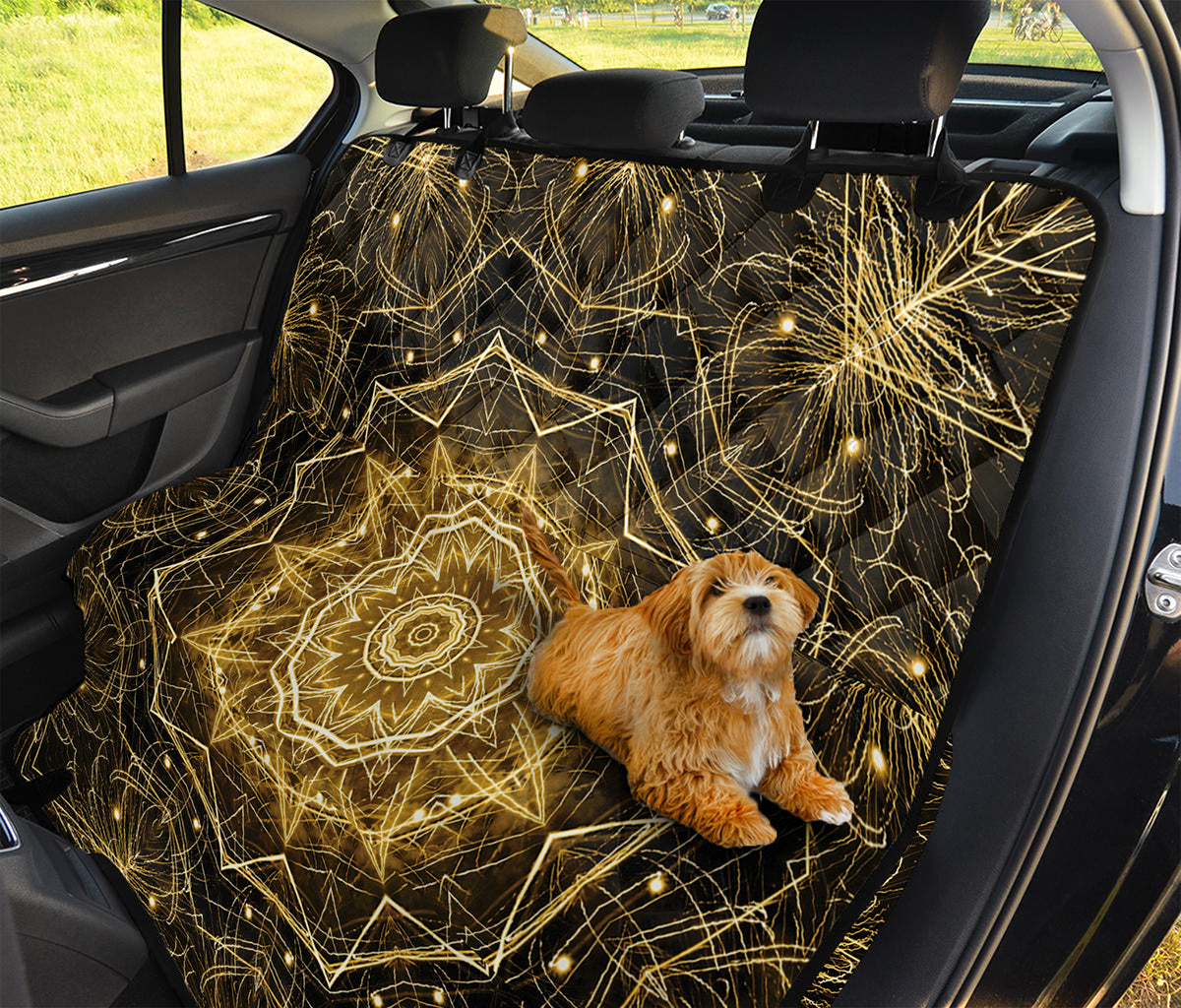 Gold Kaleidoscope Print Pet Car Back Seat Cover
