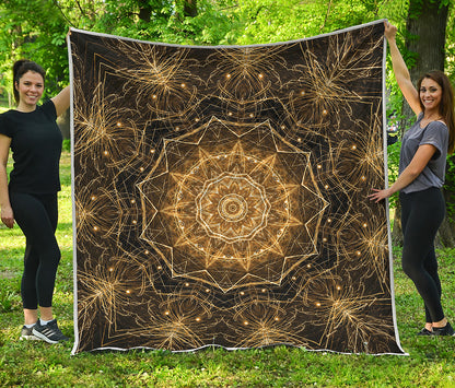 Gold Kaleidoscope Print Quilt