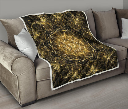 Gold Kaleidoscope Print Quilt