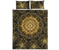 Gold Kaleidoscope Print Quilt Bed Set