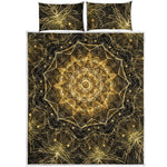 Gold Kaleidoscope Print Quilt Bed Set
