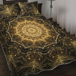Gold Kaleidoscope Print Quilt Bed Set