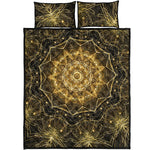 Gold Kaleidoscope Print Quilt Bed Set