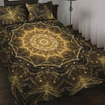 Gold Kaleidoscope Print Quilt Bed Set