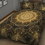 Gold Kaleidoscope Print Quilt Bed Set